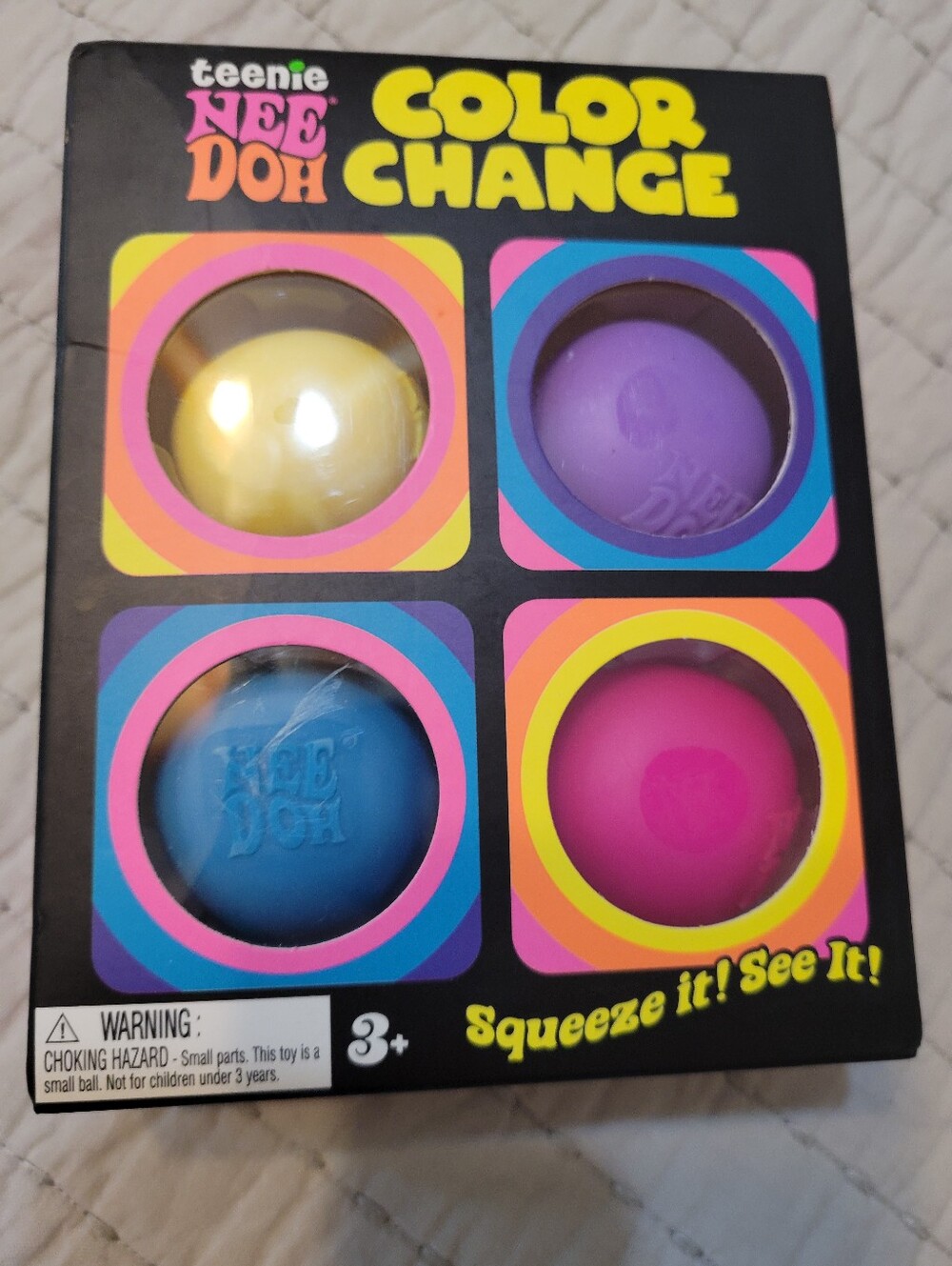 Needoh Color Change Squeeze Balls - 4 Pack Yellow, Purple, Blue, Pink